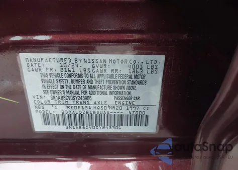 2025 Nissan Sentra Sv z USA, uszkodzony, nr VIN 3N1AB8CV0SY243906